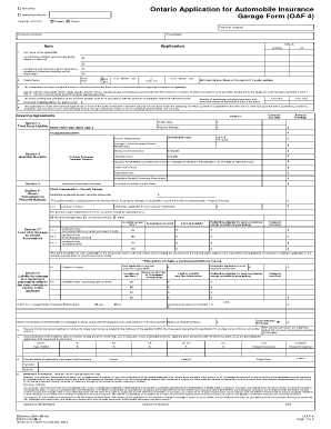 Garage Insurance Application  Form