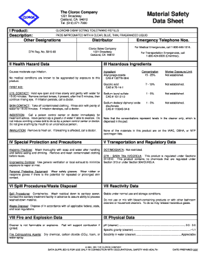 Clorox Clean Up Sds  Form