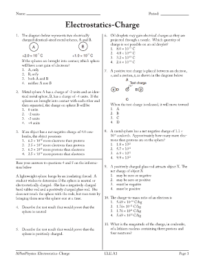 Electrostatics Charge Worksheet Answers  Form