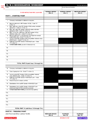 W2 Reconciliation Worksheet  Form