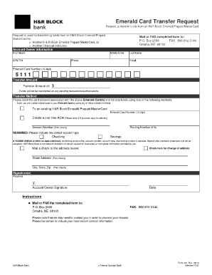 Emerald Card Balance  Form