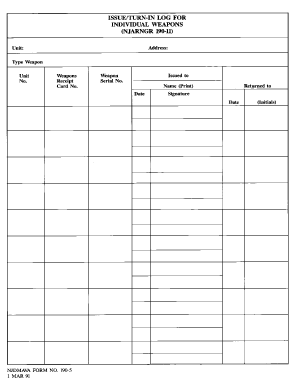 Weapon Log  Form