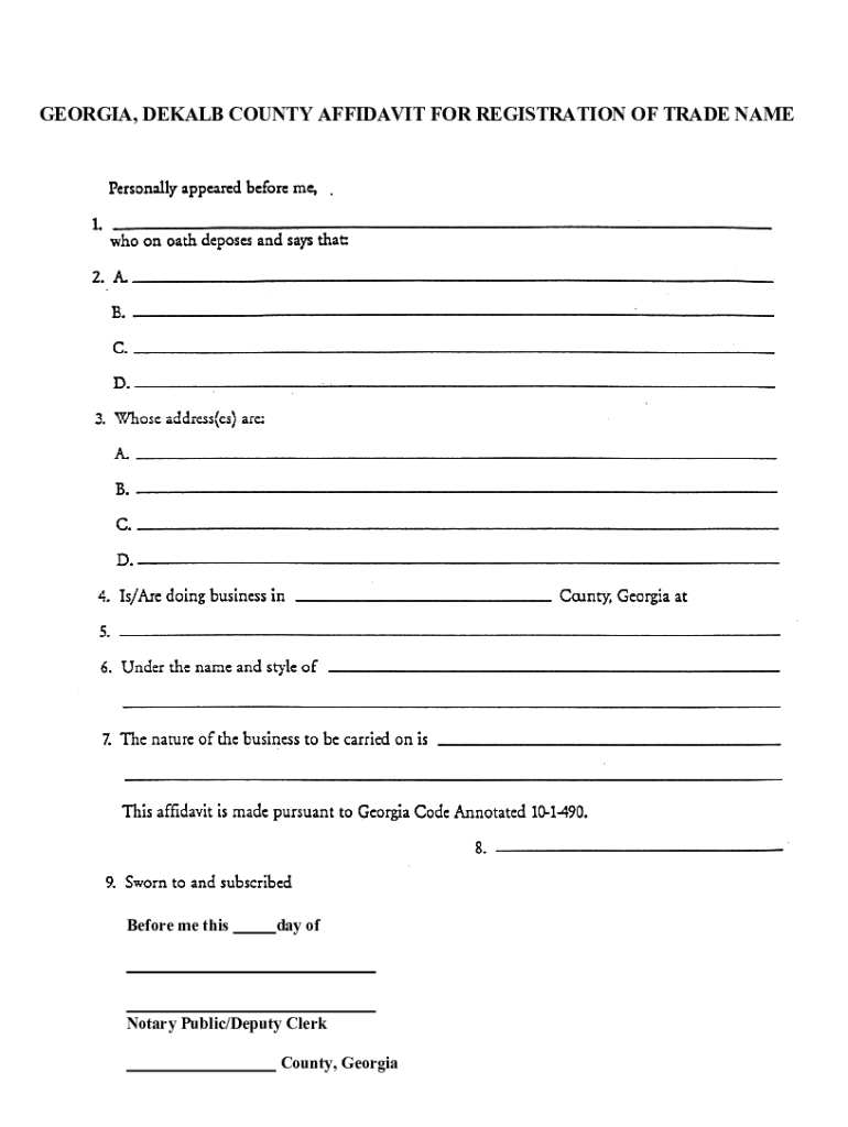 Dekalb County Business Registration Application  Form