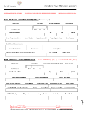 Consent for International Travel Form