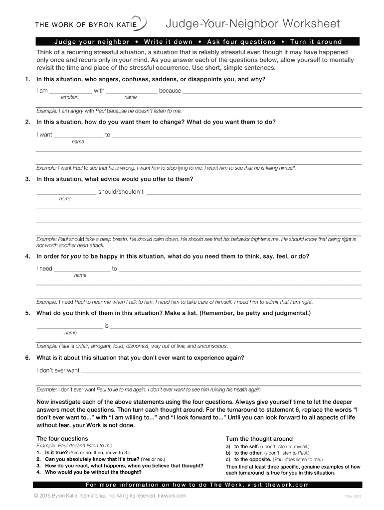 Byron Katie Worksheet  Form