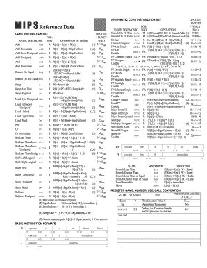 Mips Reference Sheet  Form