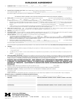 Sublease Contract Uofm Form