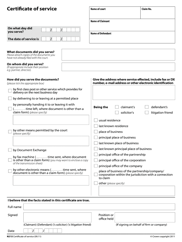 Certificate of Service Word Version  Form