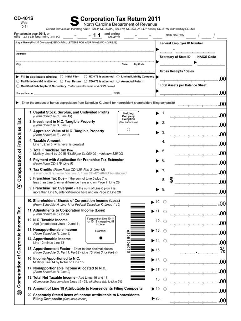  Department of Revenue Tax Form Cd 401s 2018