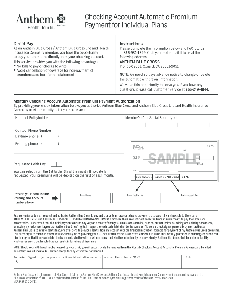  Anthem Mcabr2693c  Form 2011