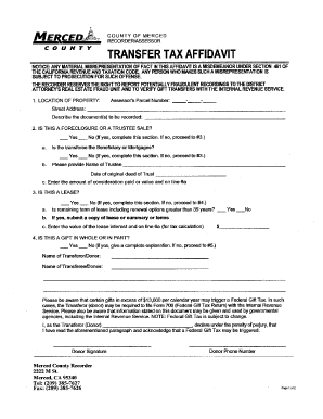 Merced County Transfer Tax Affidavit  Form