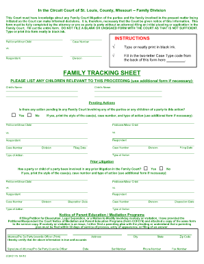 St Louis County Family Court Tracking Sheet  Form