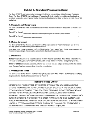 Exhibit A: Standard Possession Order - TexasLawHelp.org - texaslawhelp ...
