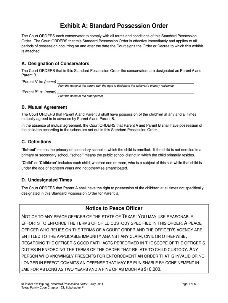 Possession Order Form