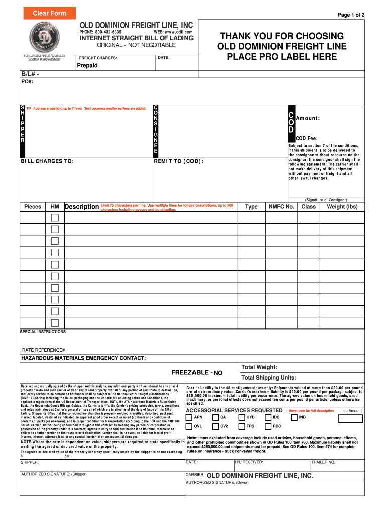 Old Dominion Bol  Form