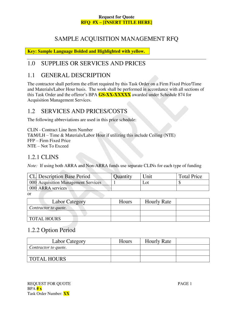 Rfq Template Form Fill Out and Sign Printable PDF Template signNow