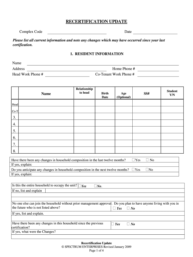 RECERTIFICATION UPDATE Spectrum Enterprises  Form