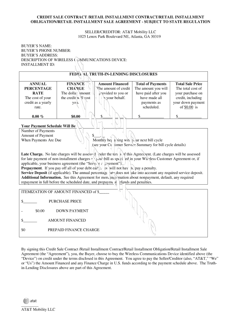 Installment Payment Contract Template  Form