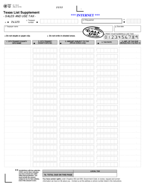 Texas Sales and Use Tax List Supplement  Form