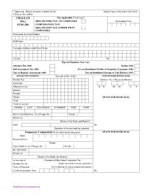 Challan 280 in Excel  Form