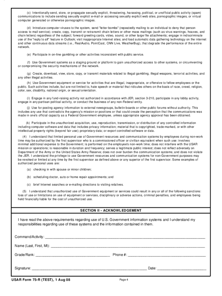 Usar Form 75 R