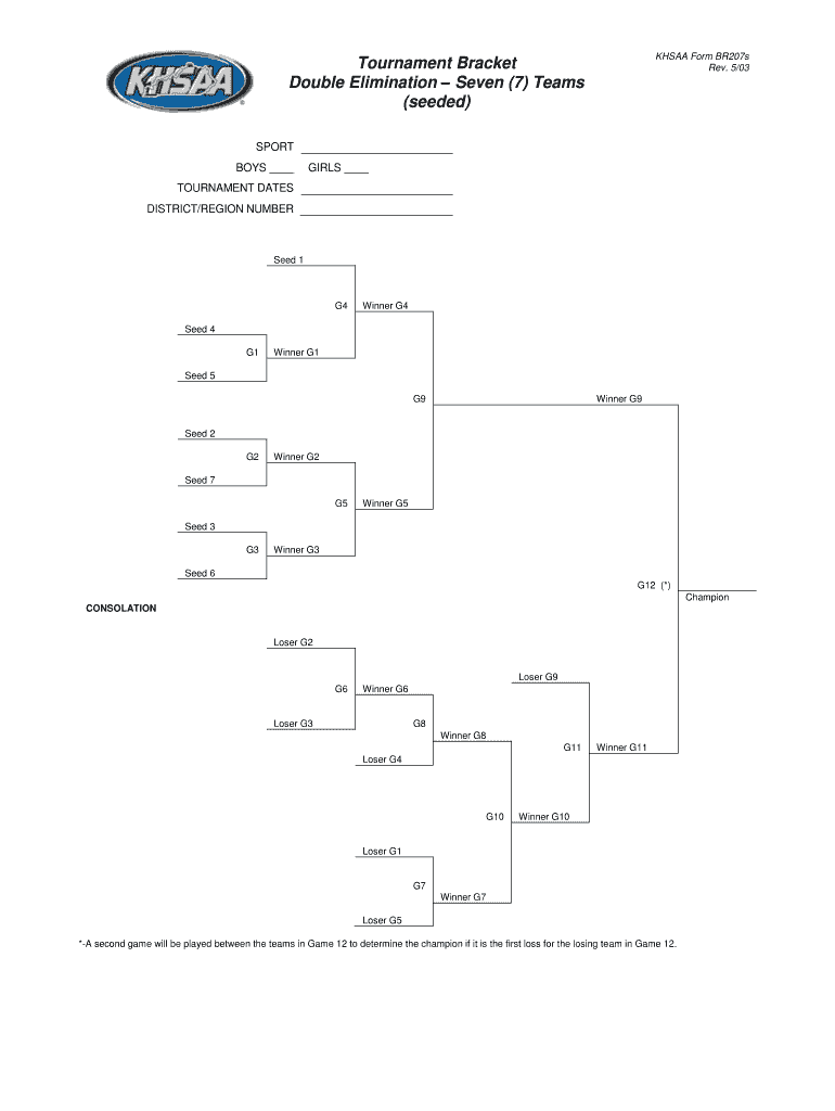  7 Team Double Elimination Bracket Seeded Excel 2003-2024