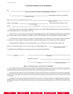 Waiver of Service  Form