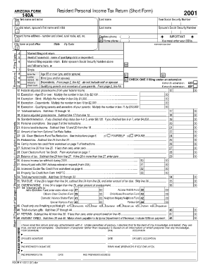 ARIZONA FORM 140 Resident Personal Income Tax Www Aztaxes Gov