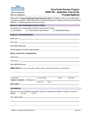 Nsnp 100 Form