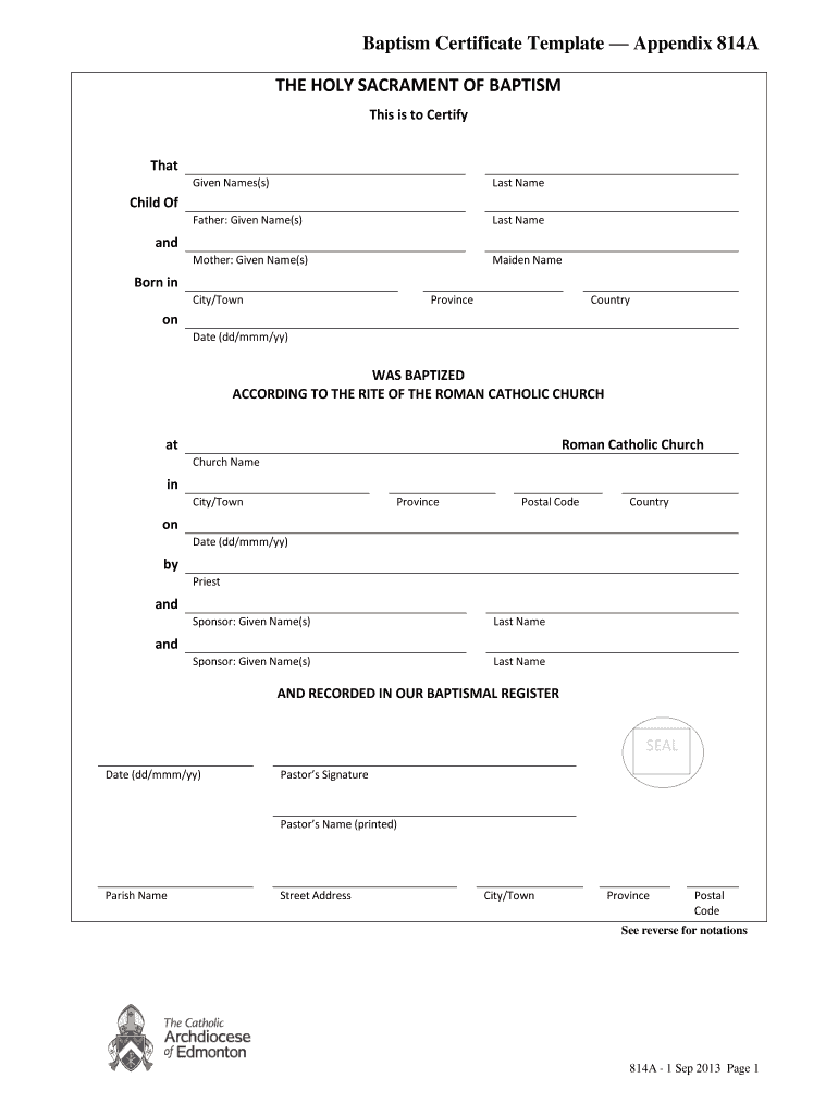  Baptism Certificate Template Fillable 2013-2024