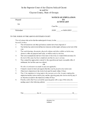 Notice of Stipulation  Form