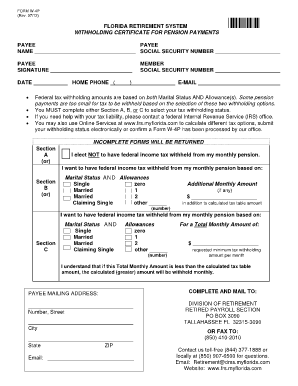 W 4P Rol Frs State Fl Us Retirement FTP Rol Frs State Fl  Form