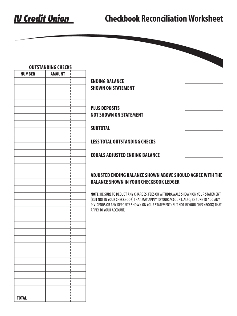 Check Book Balance Work Sheet  Form