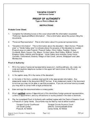 Proof of Authority  Form