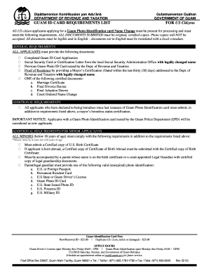 Guam ID Requirements  Form