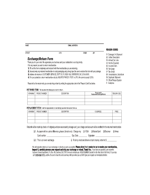 Adam and Eve Return Form