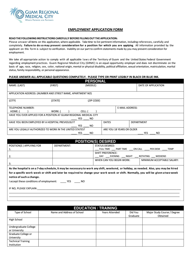 Guam Regional Medical City  Form