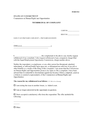  Withdrawal of Complaint Form 503 CT Gov Ct 2007