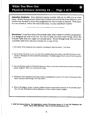 While You Were Out Chemistry Activity 4 Answer Key  Form