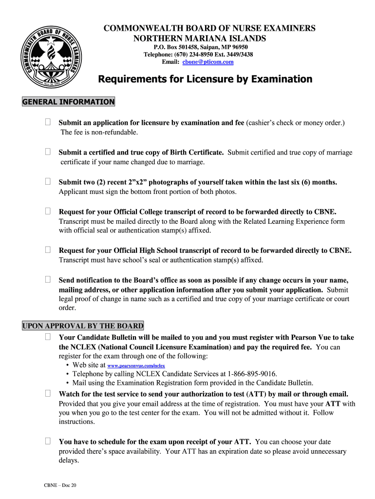 Nmi Board of Nursing  Form