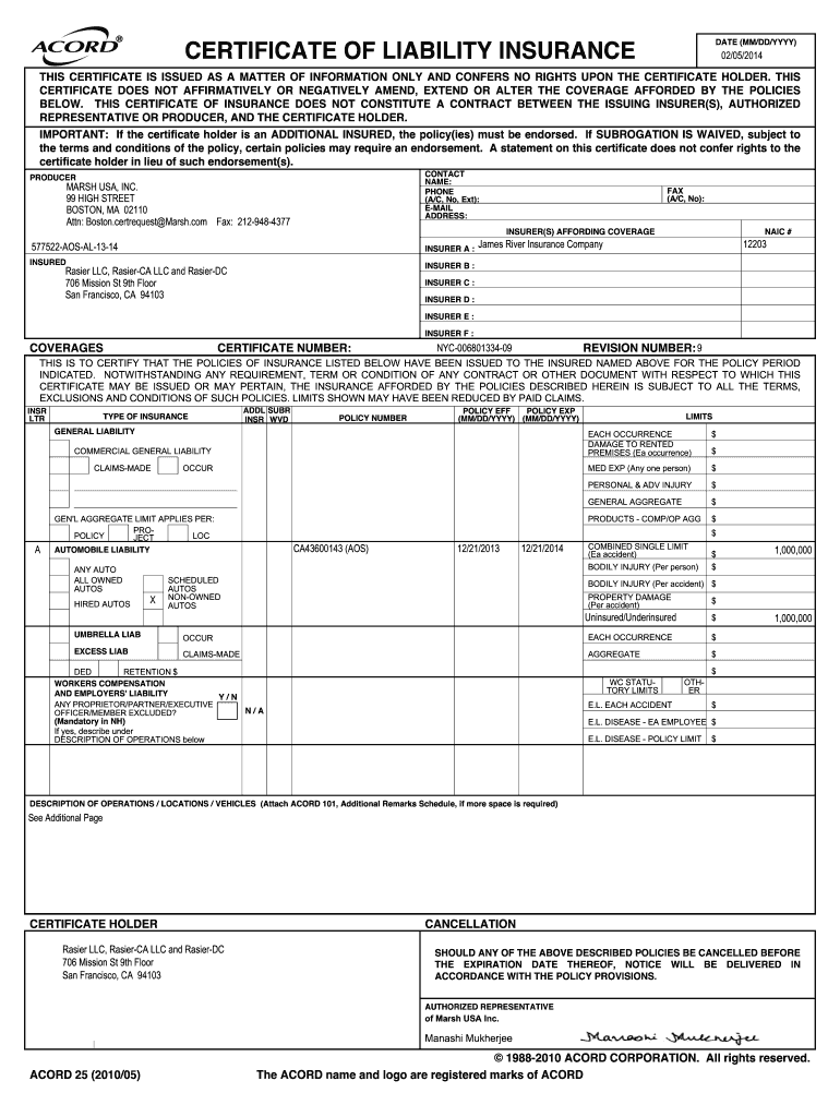 Insurance Certificate Uber  Form