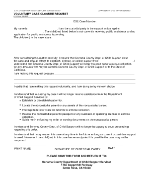 Child Support Case Closed Letter  Form