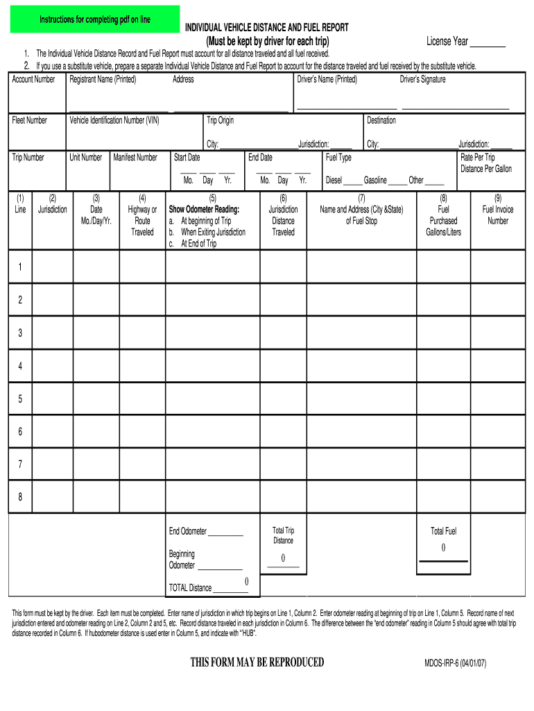  Individual Vehicle Distance and Fuel Report 2007