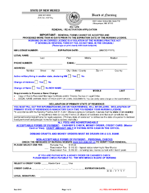 Reactivation Application New Mexico Form
