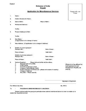 Indian Embassy Riyadh  Form