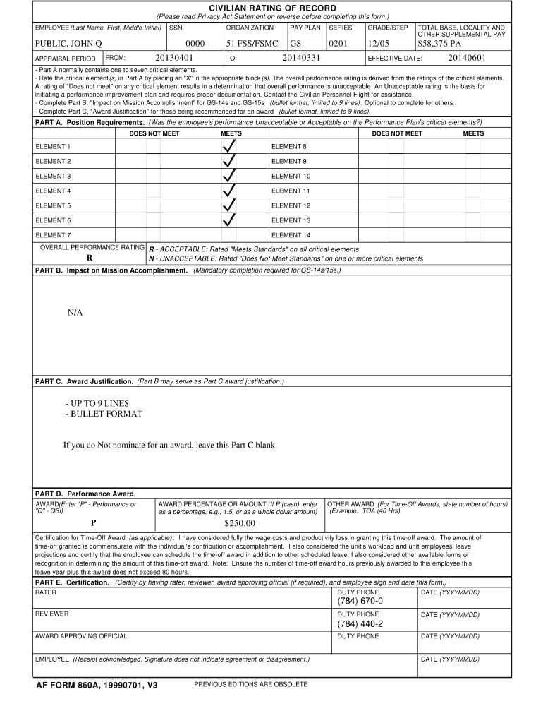 Af Form 860a