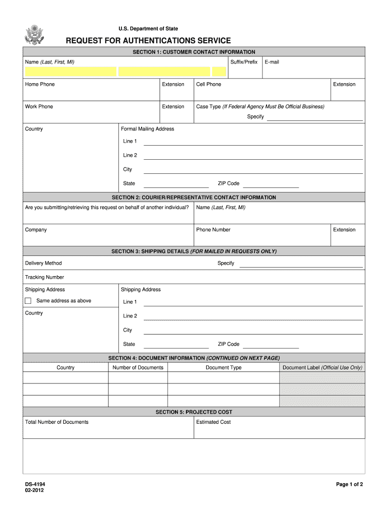  Ds 4194 Form Printable 2012-2023