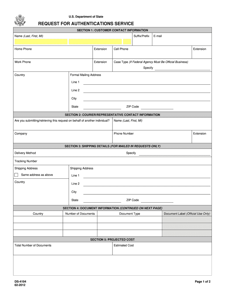  Ds 4194 Form Printable 2012