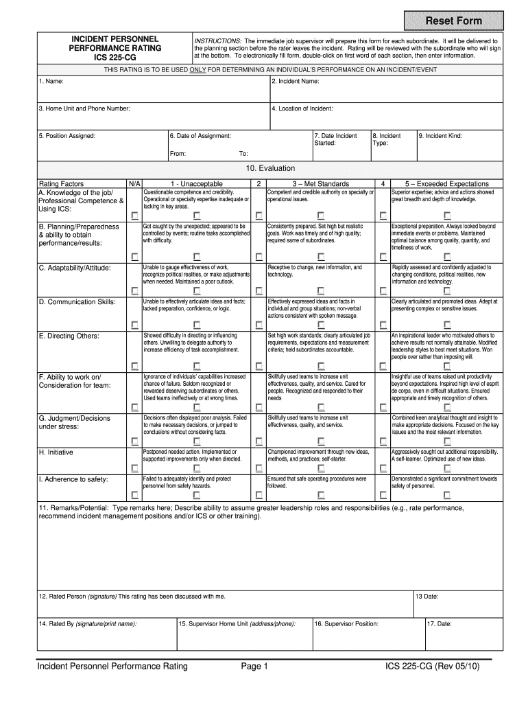 Ics 225  Form