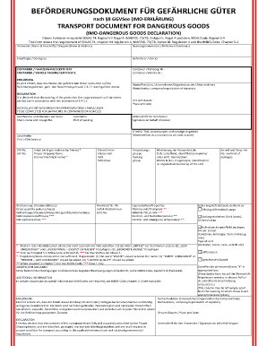 Beforderungsdokument Form